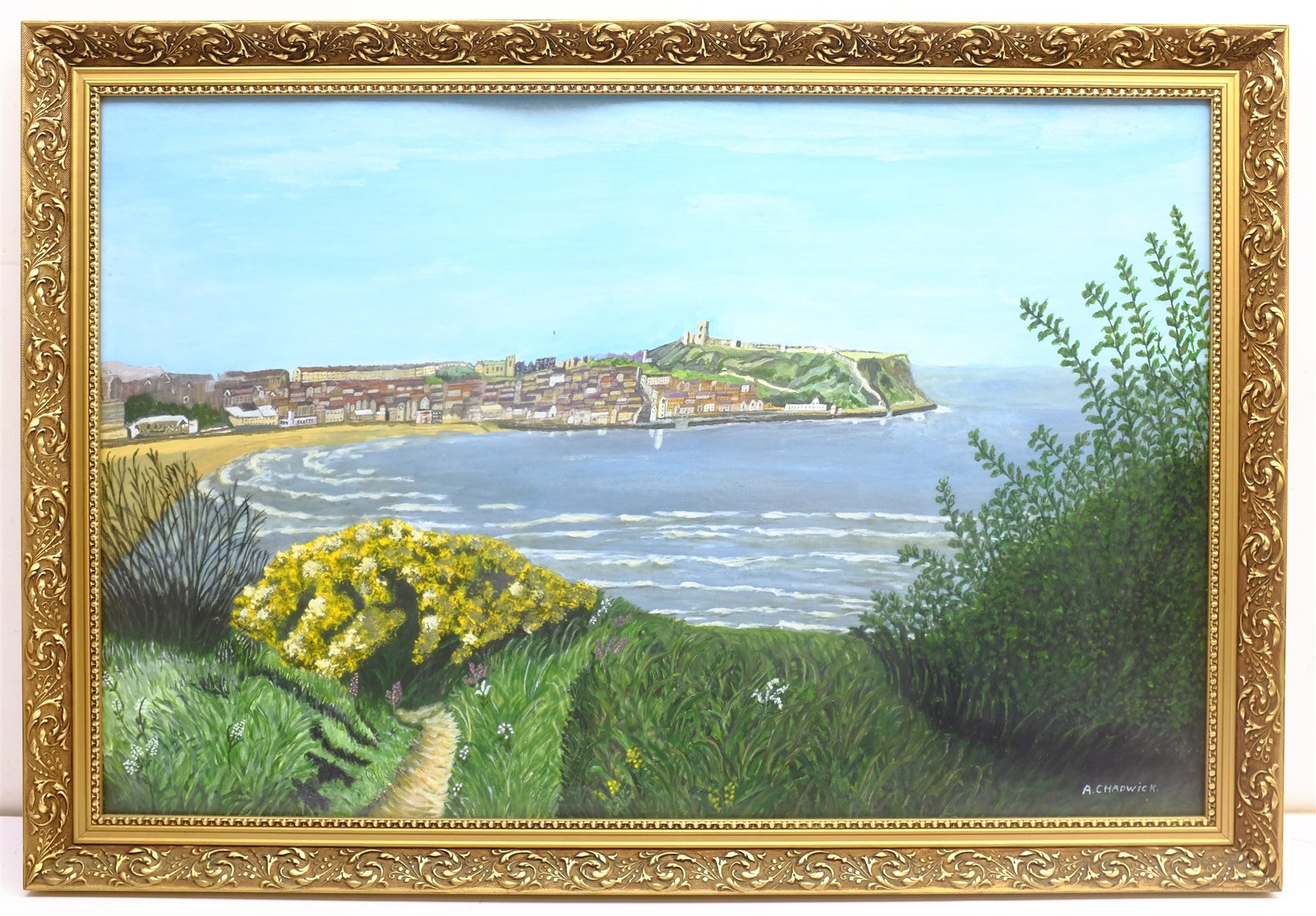 A Chadwick (British 20th century): South Bay Scarborough, gouache signed 51cm x 80cm - Image 3 of 4