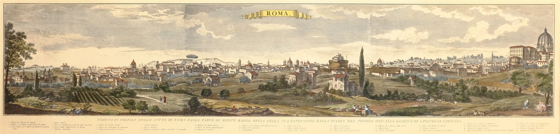 After Giovanni Volpato (Italian 1735-1803): 'Roma' - Panoramic View of Rome from Mount Mario, reprod - Image 2 of 4