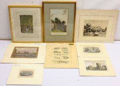 Collection of mostly 19th century engravings and lithographs including 'A Row in the Play Ground' af