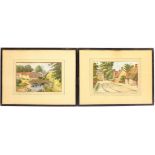 G Humphries (British early 20th century): 'Harworth Yorkshire', pair watercolours signed, titled on