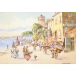 Pablo Martinado (Italian early 20th century): Mediterranean Quayside, watercolour signed 32cm x 46cm