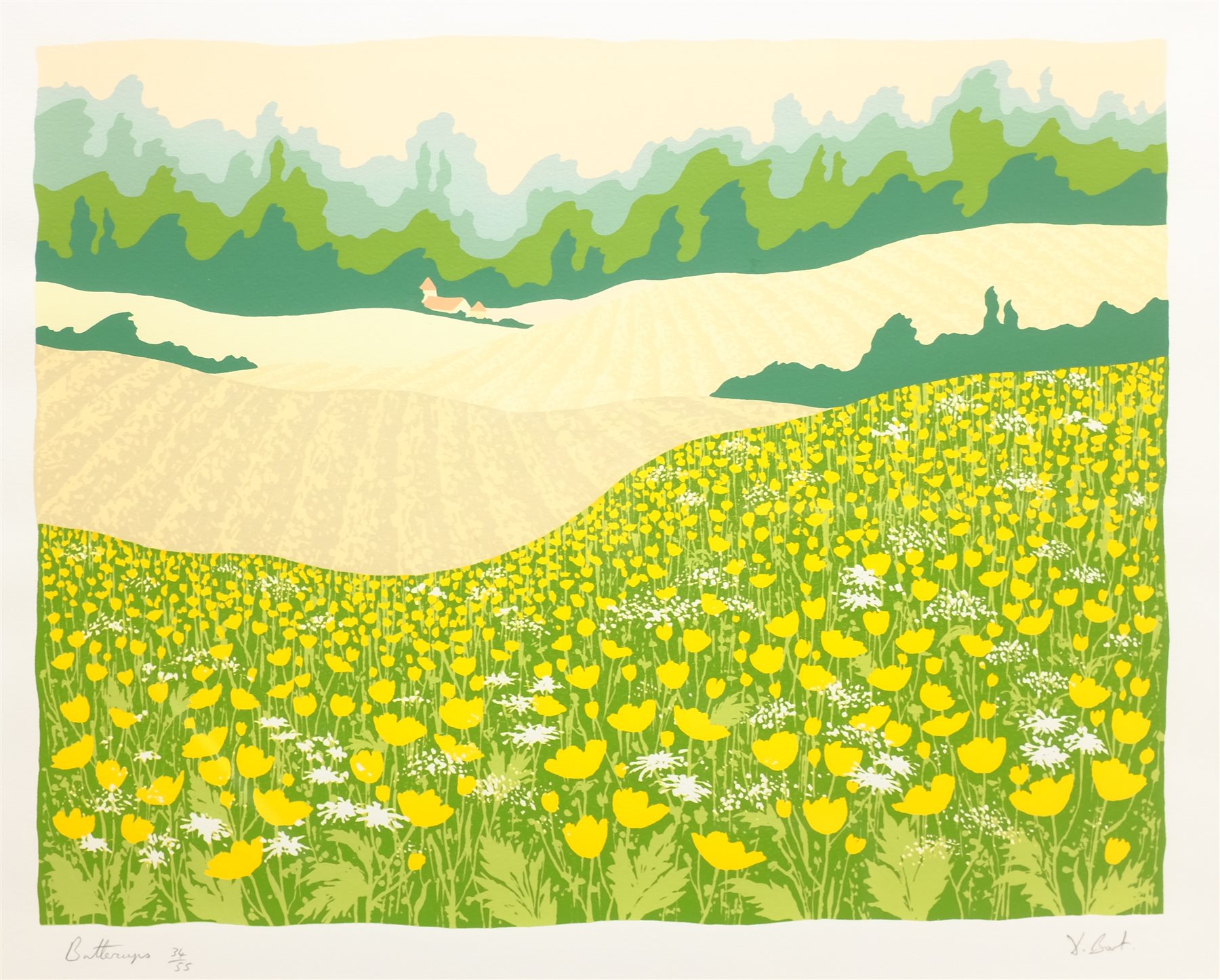 Dorothy Bart (British 20th/21st century): 'Buttercups', limited edition screen print signed titled a - Image 2 of 6