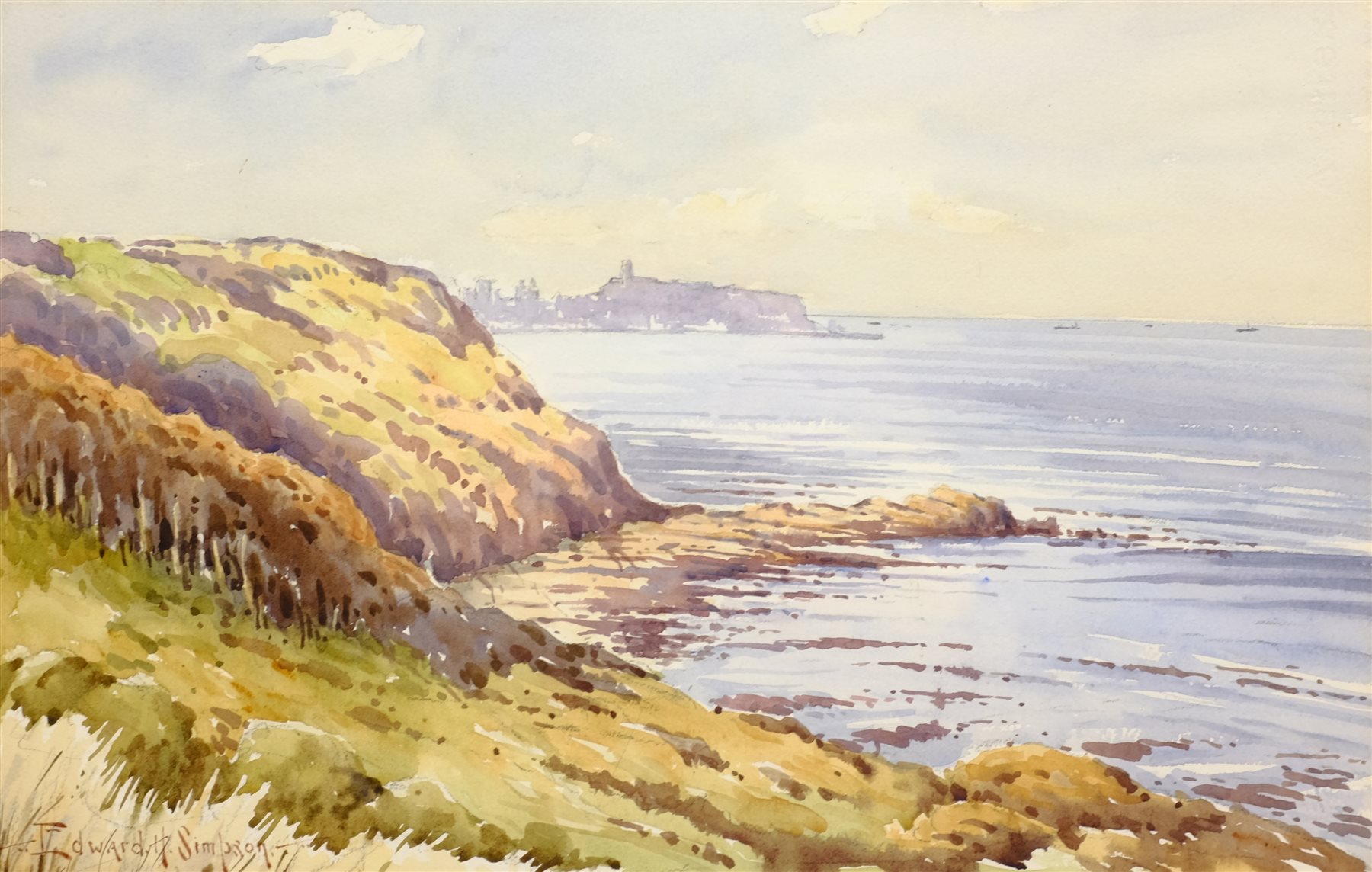 Edward H Simpson (British 1901-1989): 'Scarborough from Cornelian Bay' & 'The Beach Robin Hoods Bay' - Image 2 of 6