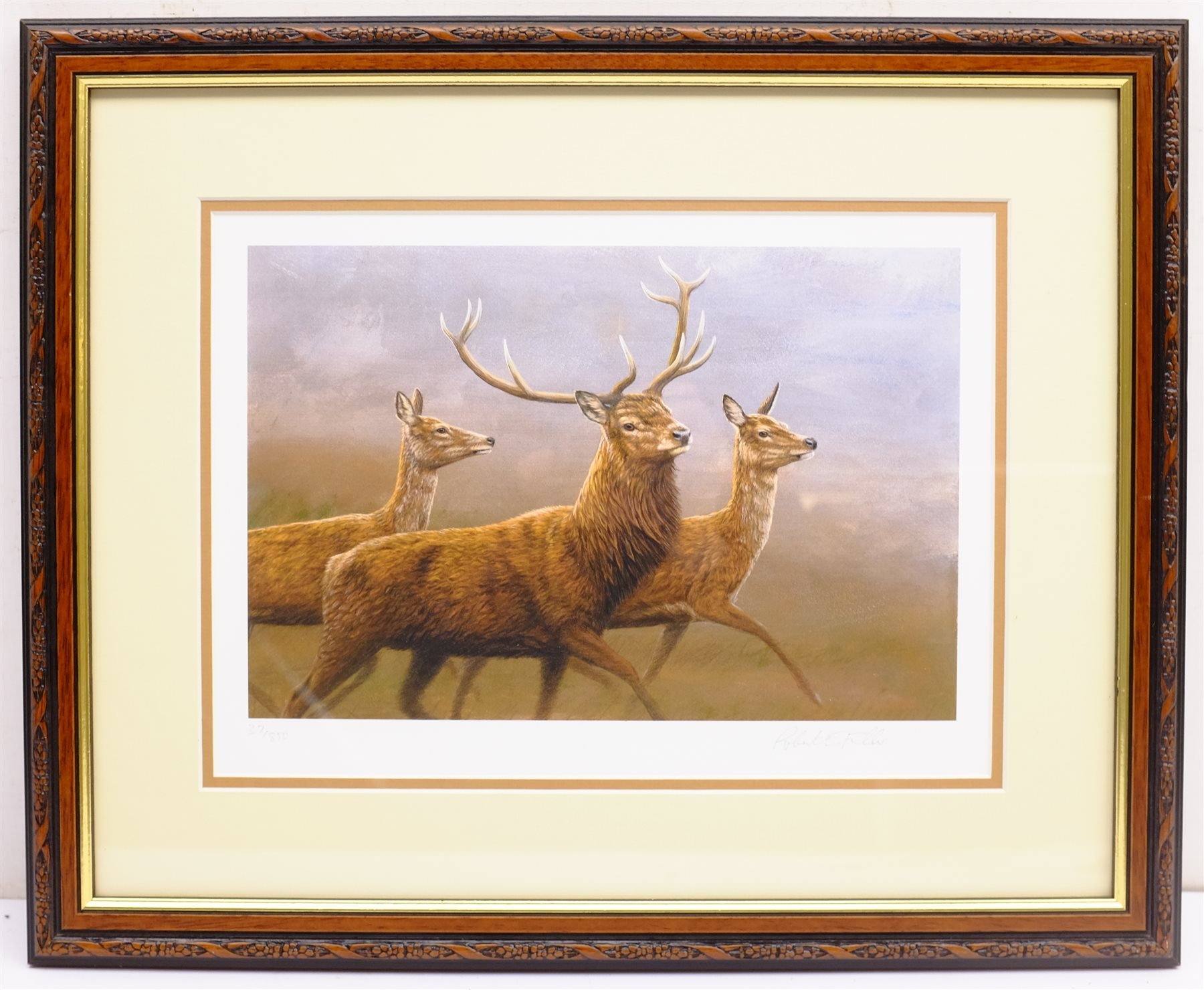 Robert Fuller (British 1972-): Running Deer, limited edition colour print signed and numbered 37/850 - Image 3 of 4