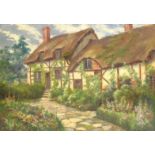 T Wilfred Malcolm (19th/20th century): Anne Hathaway's Cottage 'Shottery' Stratford on Avon, oil on