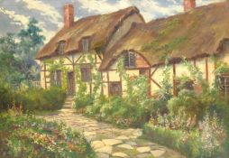 T Wilfred Malcolm (19th/20th century): Anne Hathaway's Cottage 'Shottery' Stratford on Avon, oil on