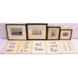 Collection of 19th century engravings including 'Whitby' after George Balmer, 'Crown Hotel' Scarboro