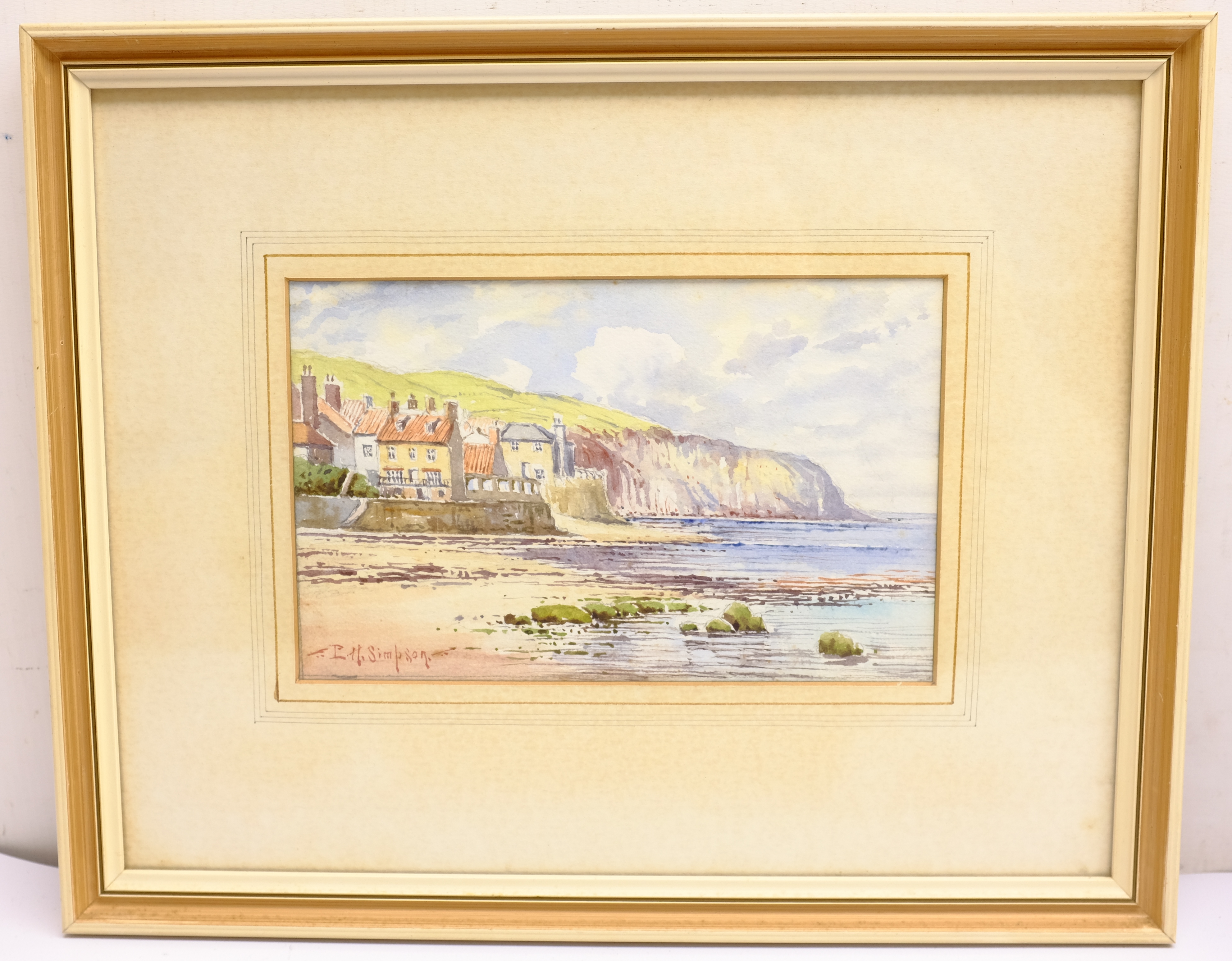 Edward H Simpson (British 1901-1989): 'Scarborough from Cornelian Bay' & 'The Beach Robin Hoods Bay' - Image 6 of 6