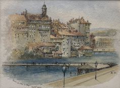 Mary Weatherill (British 1834-1913): 'Geneva from Hotel des Bergues'
