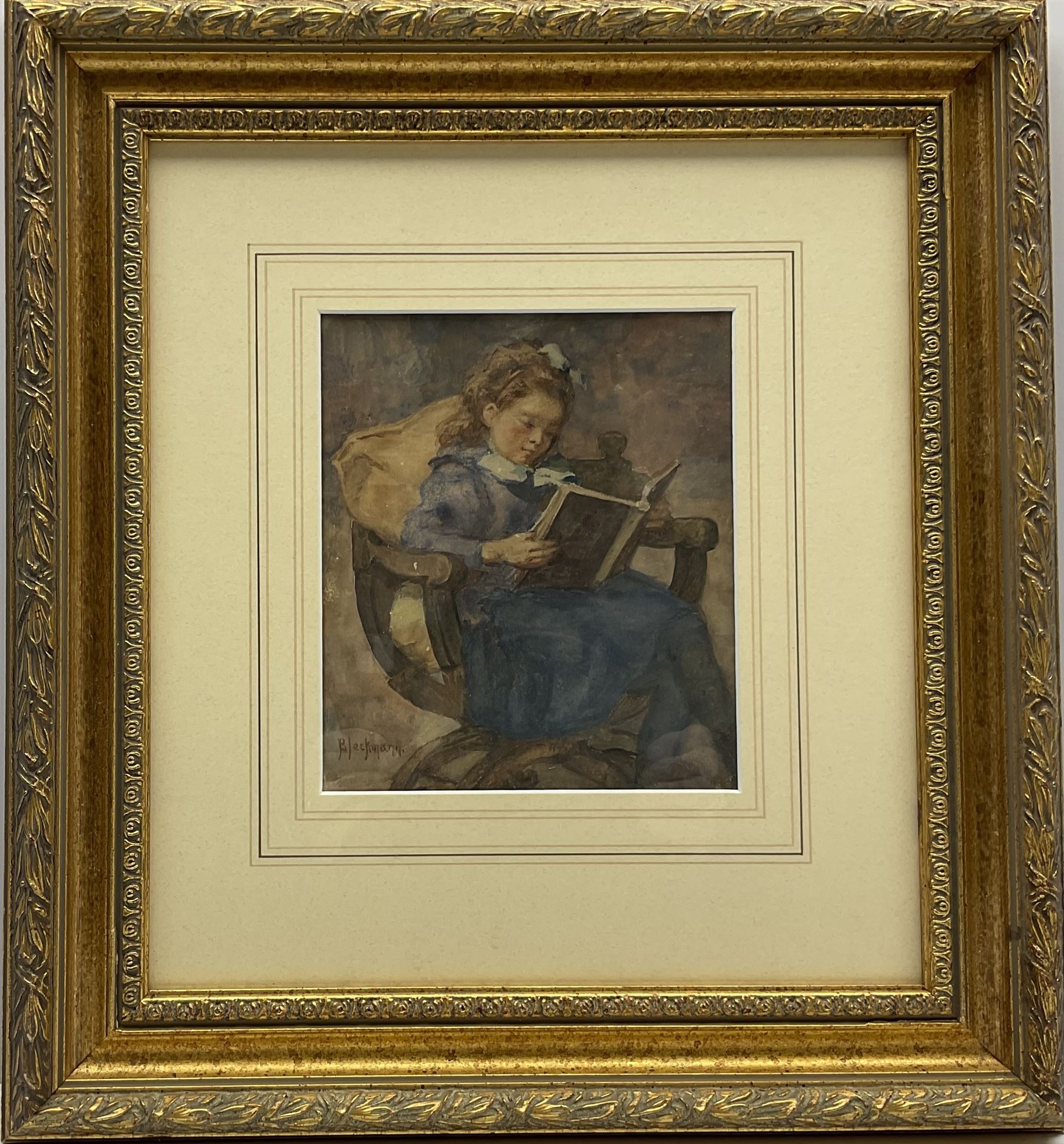 Wilhelm Christiaan Constant Bleckmann (Dutch 1853-1942): Girl Reading a Book - Image 2 of 4