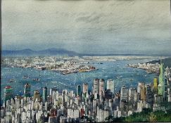 Richard Leung (Cantonese 1961-): View over Hong Kong Harbour