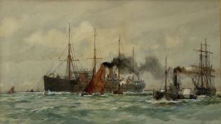 Charles Edward Dixon (British 1872-1934): Shipping off Tilbury
