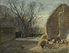 John Atkinson (Staithes Group 1863-1924): Farmyard with Chickens