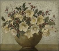 Harold Edward Conway (Staithes Group 1872-1949): Christmas Roses with Holly