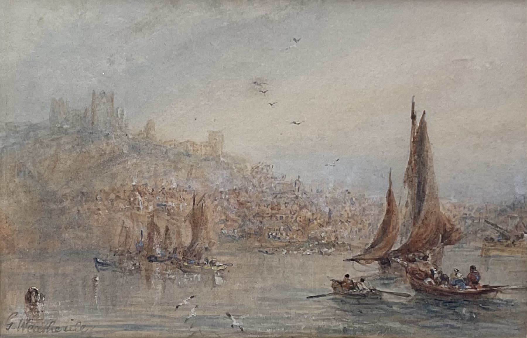 George Weatherill (British 1810-1890): Fishing Boats in the Lower Harbour Whitby