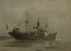 Colin Verity (British 1924-2011): 'Tramp Steamer on a Misty Morning in the Humber'