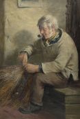 David W Haddon (British fl.1884-1914): Mending Nets