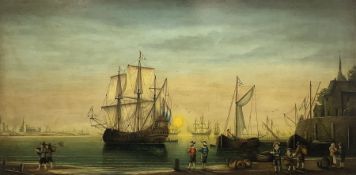 J V Crook (20th century): 18th century Dutch Harbour scene