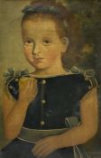 American Primitive School (19th century): Girl in a Blue Dress