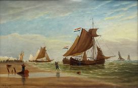 Joseph Witham (British 1832-1901): 'Landing Fish on the Coast of Holland - Scheveningen'