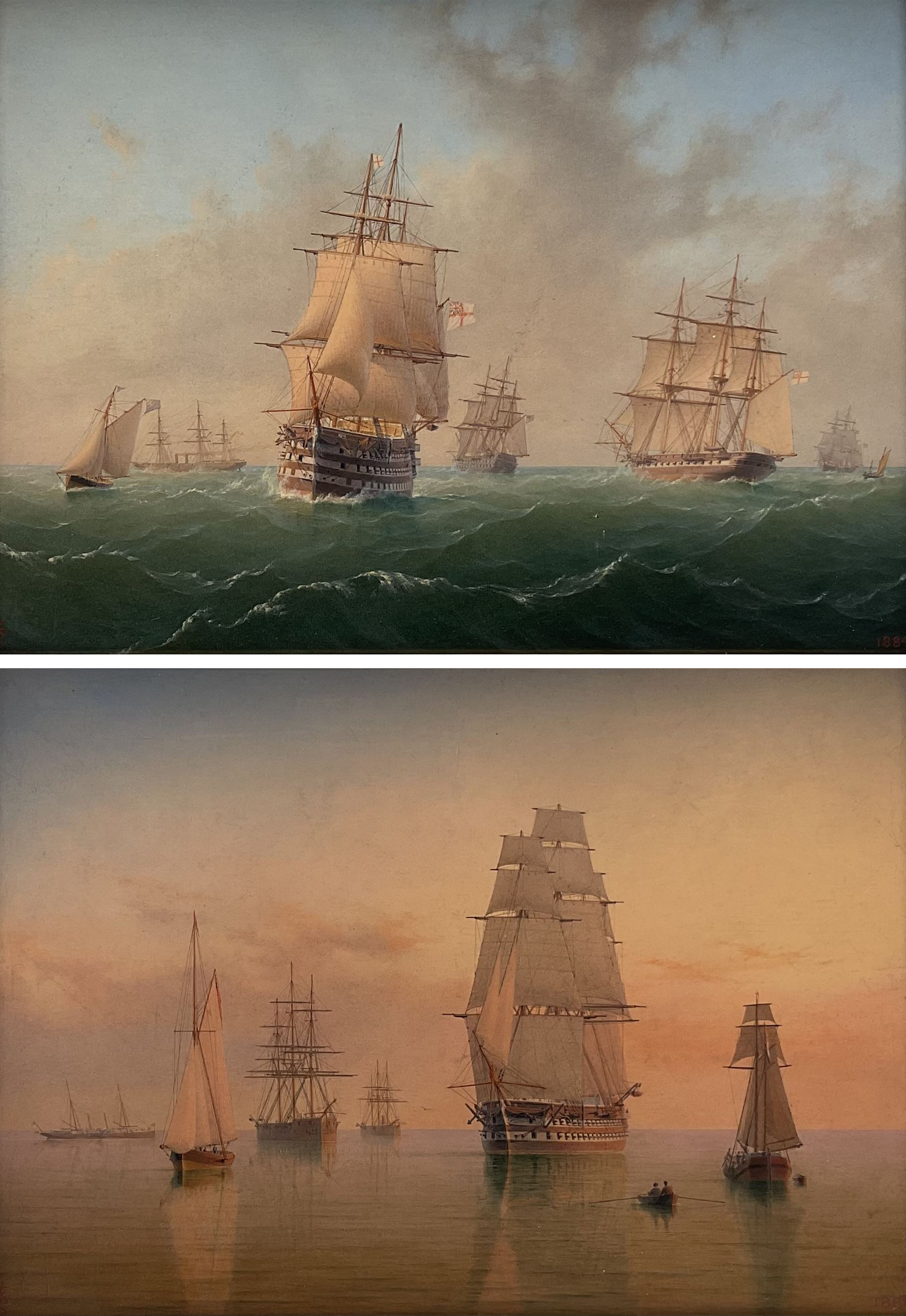 William Frederick Settle (British 1821-1897): British Men o' War other Sail and Steam Vessels in Tur