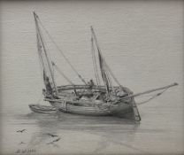 Mary Weatherill (British 1834-1913): Fishing Boat at Low Tide