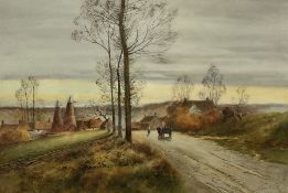 Norris Fowler Willatt (aka Louis van Staaten) (British 1859-1924): Kent Village with Oast Houses