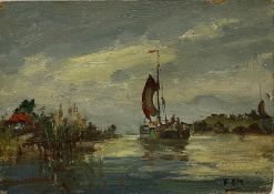 Frank Henry Mason (Staithes Group 1875-1965): Dutch Sailing Barge