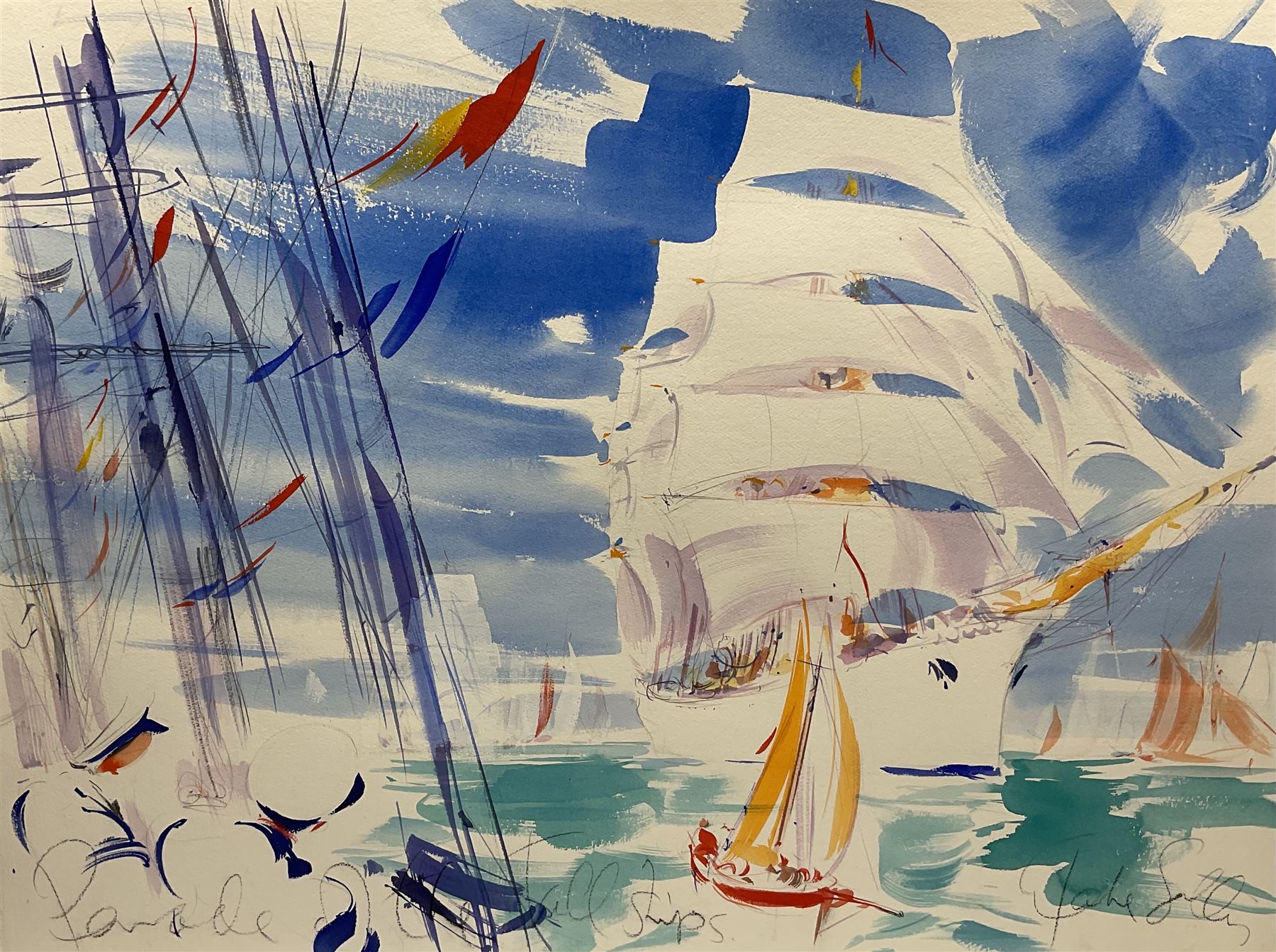 Jake Sutton (British 1947-): 'Parade of the Tall Ships'