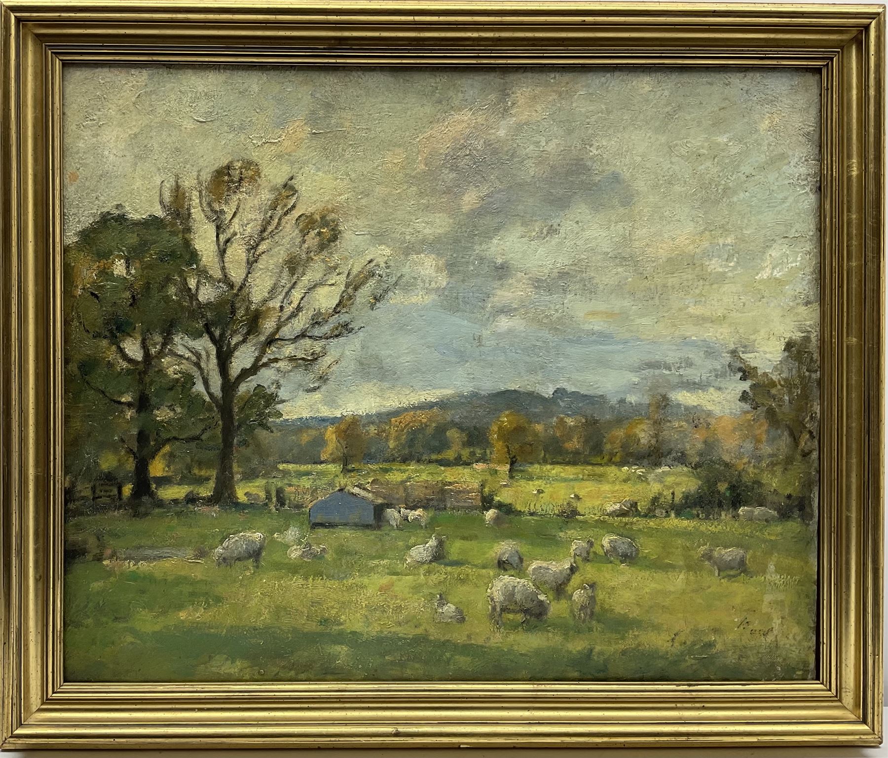 English School (Early 20th century): Sheep in Pastoral Landscape - Image 2 of 3