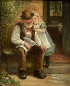 David W Haddon (British fl.1884-1914): Little Girl and her Grandpa