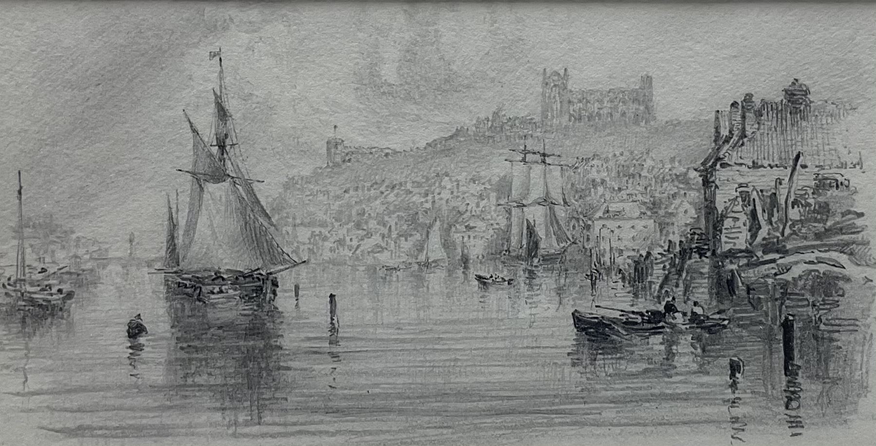 George Weatherill (British 1810-1890): Whitby Upper Harbour looking towards the Abbey