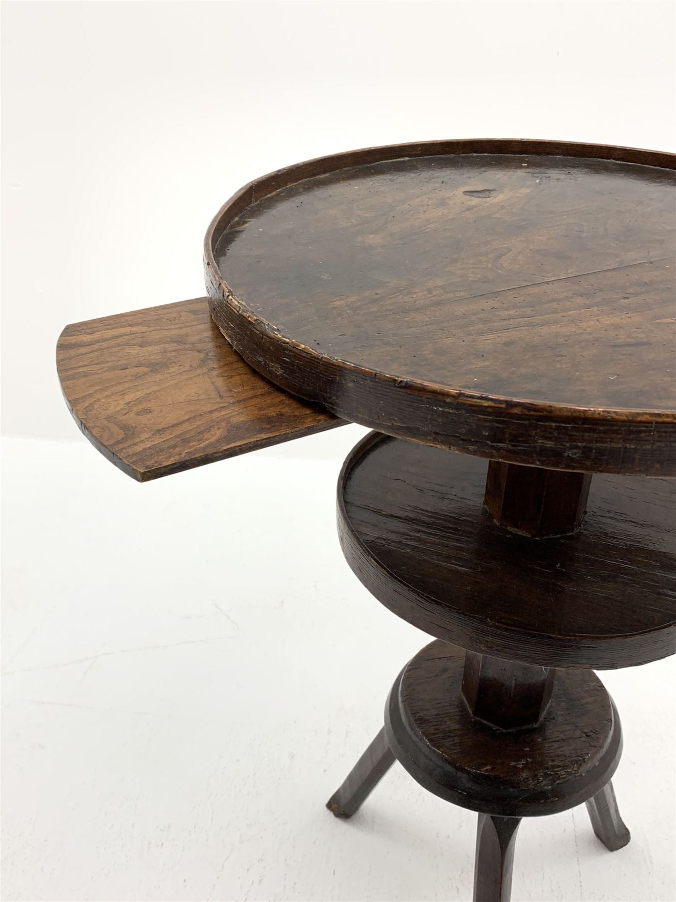 Unusual mid 18th century elm and fruitwood cricket tripod table or candle stand - Image 5 of 9