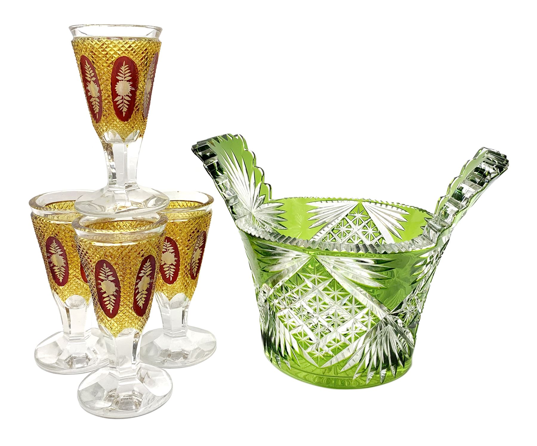 Set of four 19th century bohemian drinking glasses