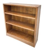 'Acornman' figured oak open bookcase fitted with two adjustable shelves