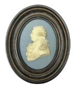 19th century Wedgwood blue Jasperware oval portrait medallion depicting Admiral Adam Duncan