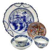 Late 18th century blue and white pearlware plate