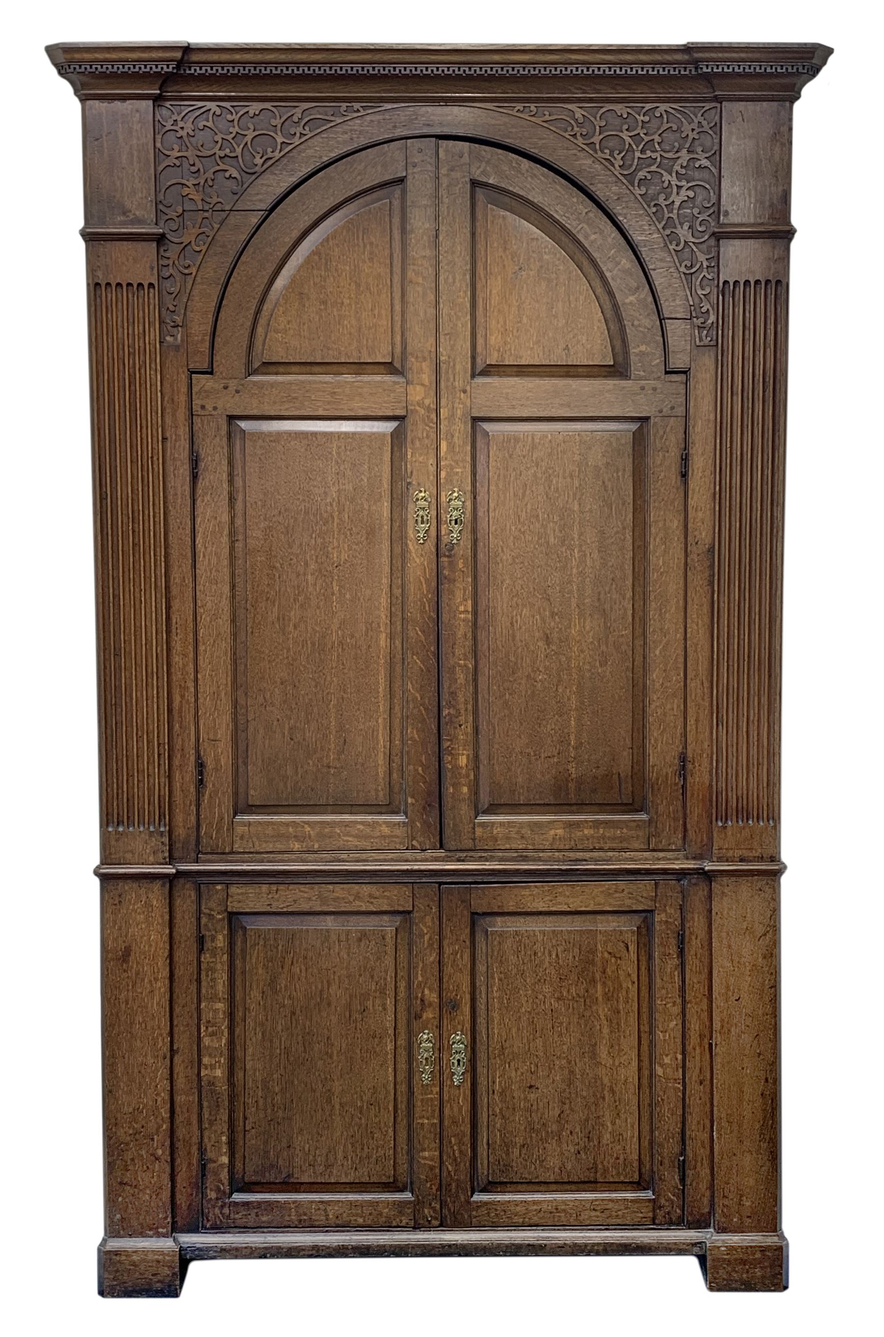 Large George III oak corner cupboard