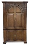 Large George III oak corner cupboard