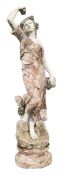 Victorian style classical rouge and white marble classical statue of woman