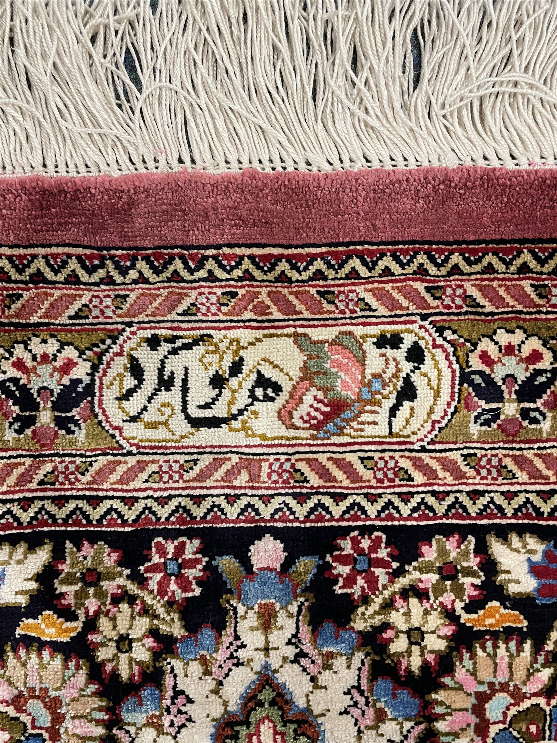 Finely knotted Persian Qom silk rug - Image 9 of 9