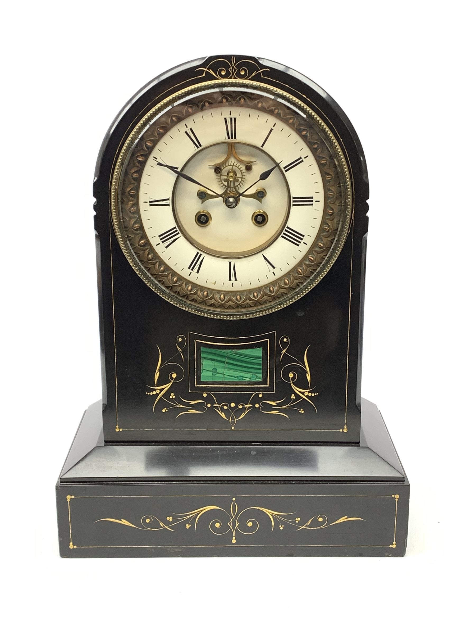 Victorian dome top black slate mantel clock - Image 2 of 7