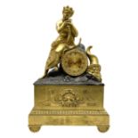 Late 19th century Neo Classical gilt metal and ormolu figural mantel clock