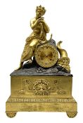 Late 19th century Neo Classical gilt metal and ormolu figural mantel clock