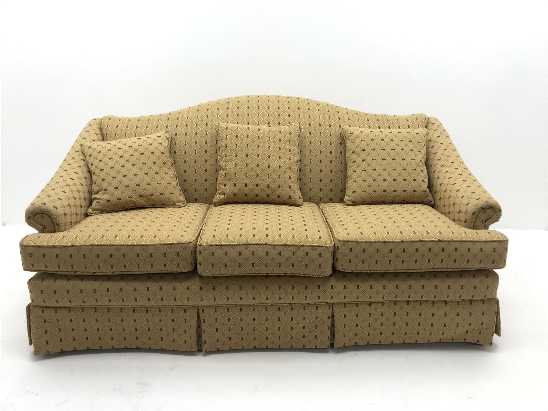Plumbs Furniture - mahogany framed three seat sofa - Image 2 of 3