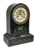 Victorian dome top black slate mantel clock