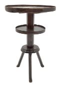 Unusual mid 18th century elm and fruitwood cricket tripod table or candle stand