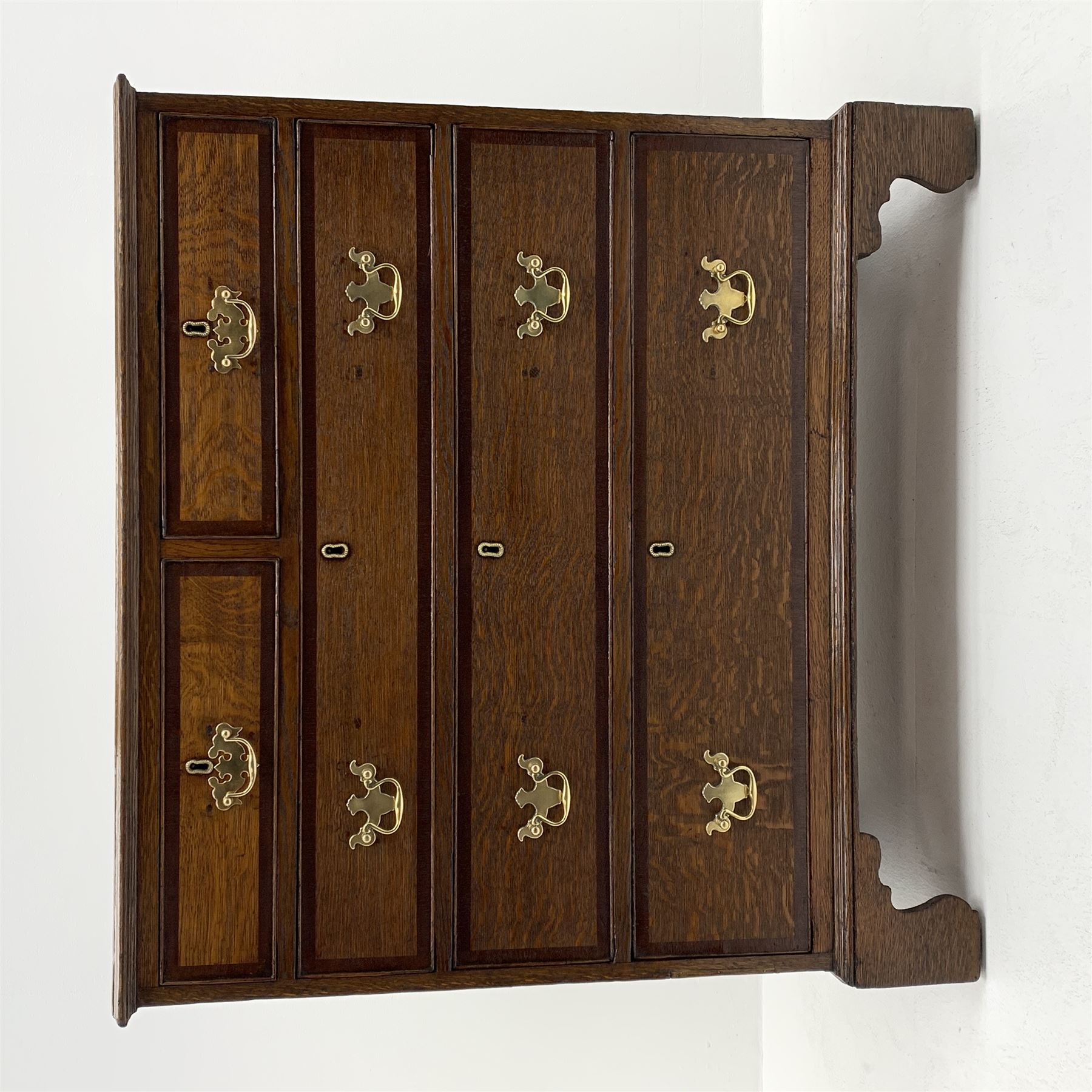 George III oak chest, rectangular top with moulded edge over two short and three long drawers each w - Image 2 of 5