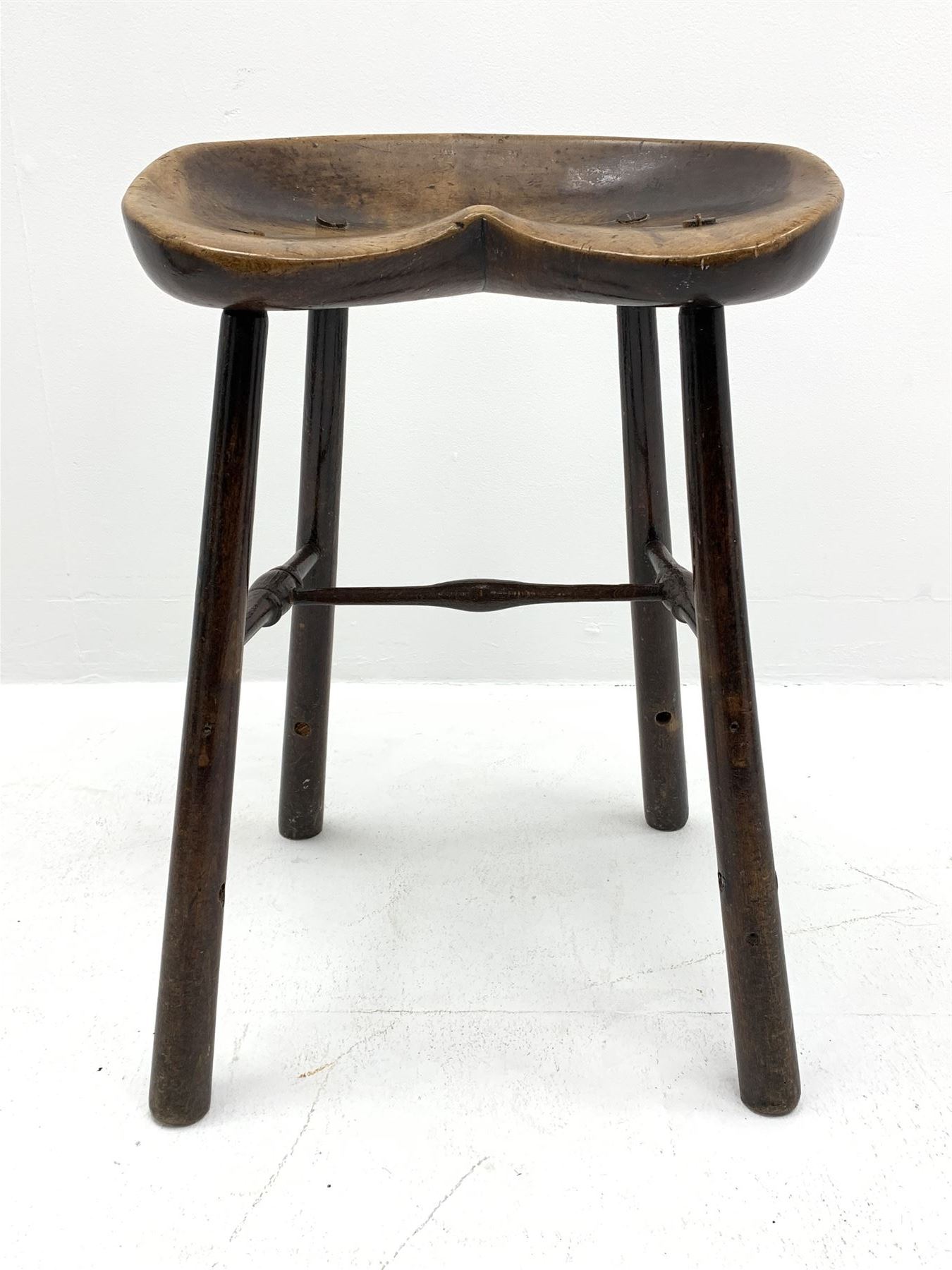 18th/19th century beech saddle stool - Image 4 of 8