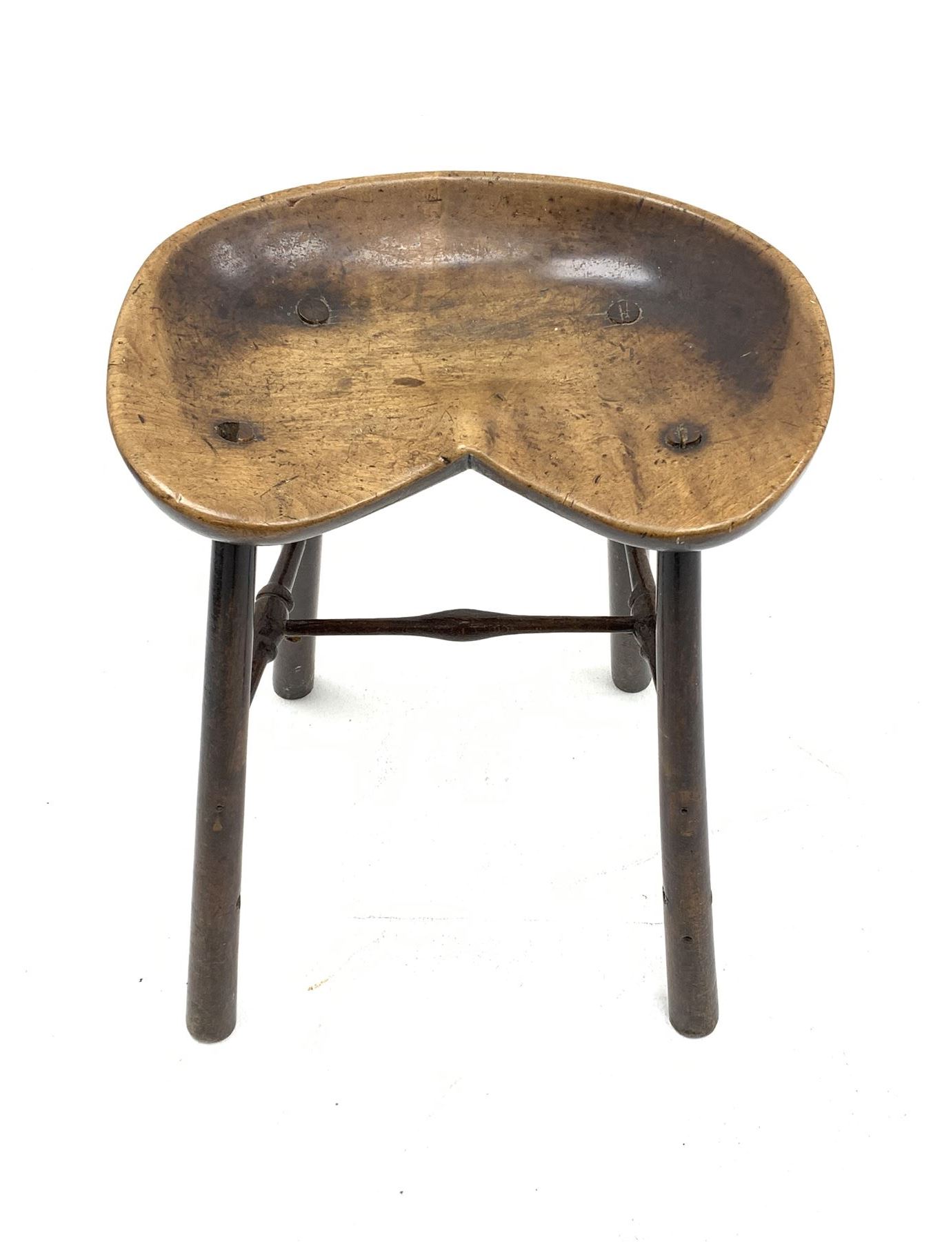 18th/19th century beech saddle stool - Image 3 of 8